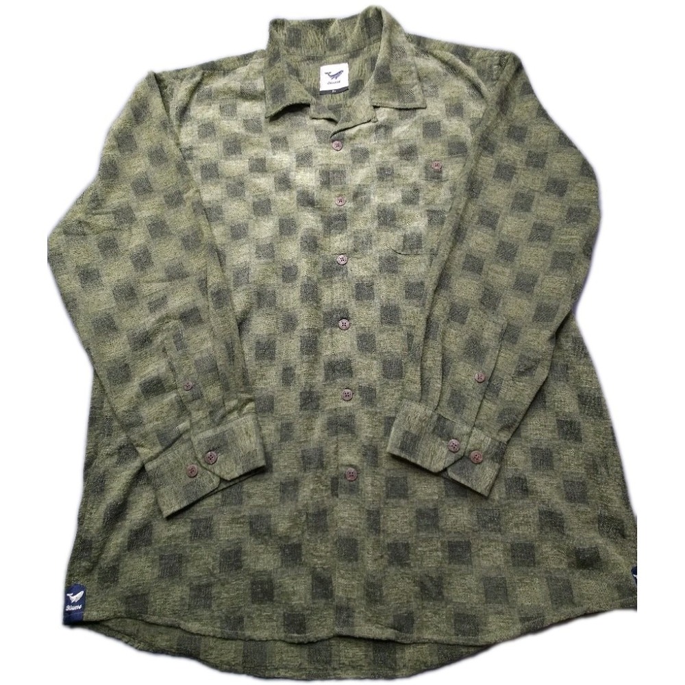 Yiume Men's Shirt‎ XL Long Sleeve Cotton/Polyester Green